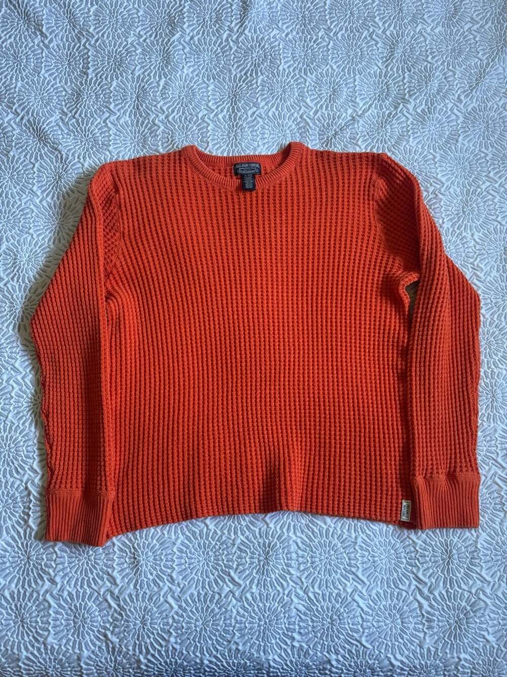 Polo Jeans Co. Ralph Lauren Orange Waffle Knit Crewneck Sweater